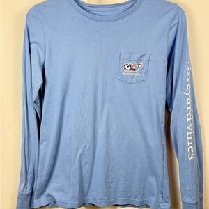 Vineyard Vines Blue Long Sleeve Pocket Tee XS Camo Whale